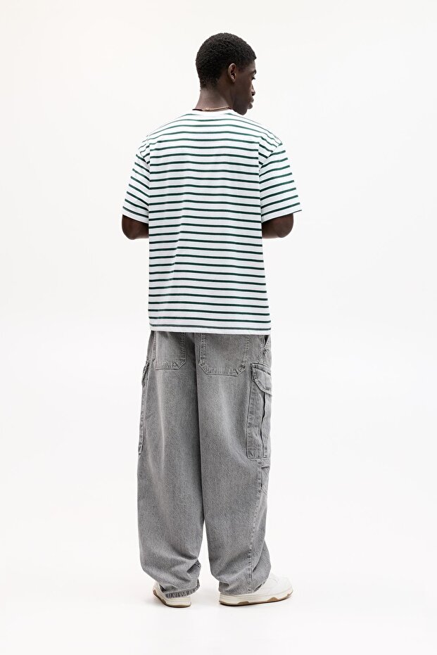 Çizgili kısa kollu tişört - 3