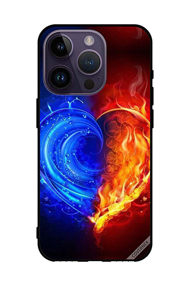 غطاء حماية لجهاز Apple iPhone 14 Pro - قلب النار والماء