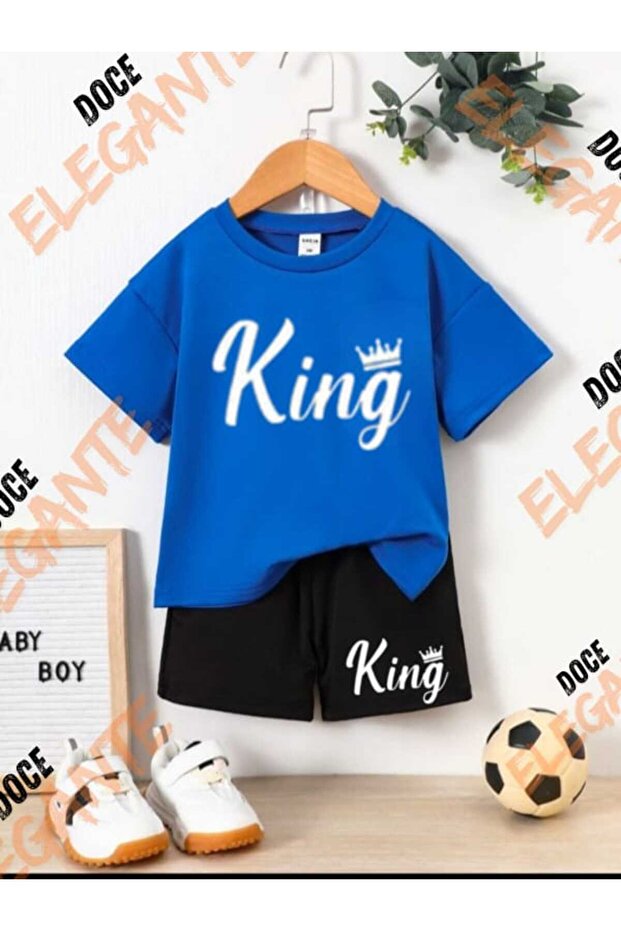 طقم صيفي للأطفال مطبوع من KING