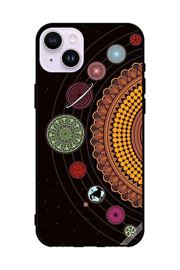 Protective Case Cover For Apple iPhone 14 Mandala Space Shapes