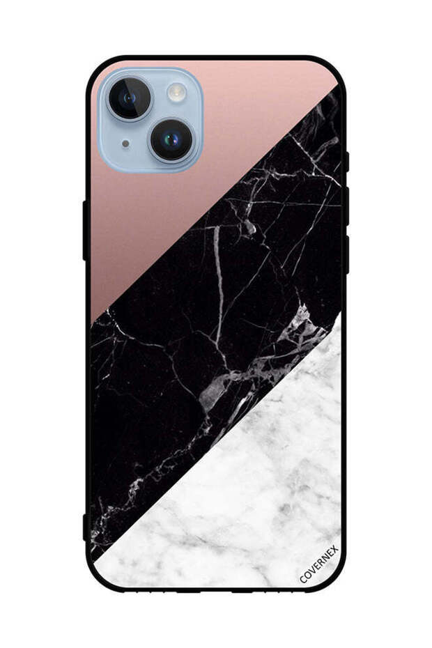 غطاء حماية لهاتف Apple iPhone 14 Plus بنمط مزيج من الرخام واللون العادي