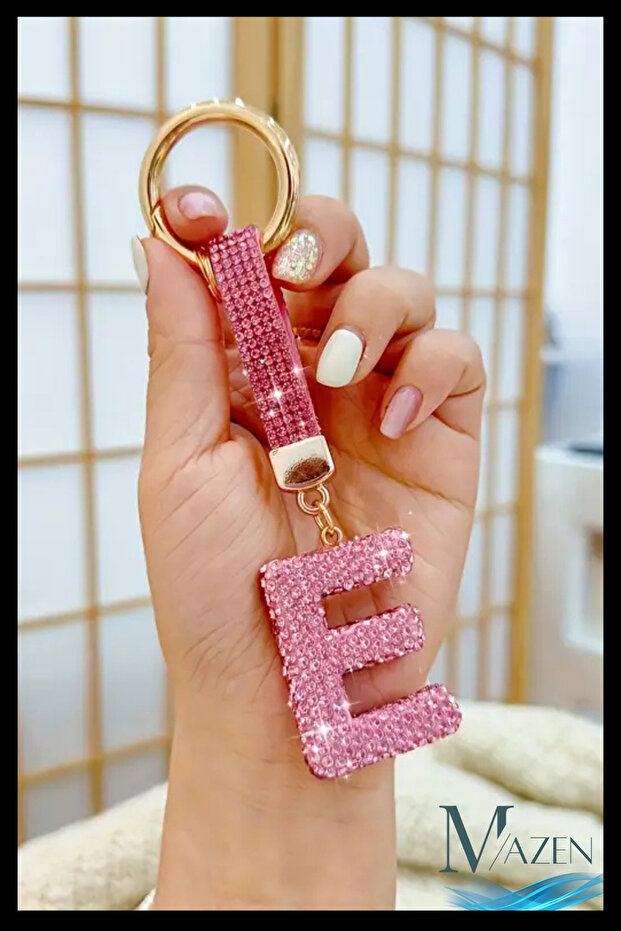 Pink Vip Letter E Keychain | Stone Charm | Bag Compatible Sparkling Accessory