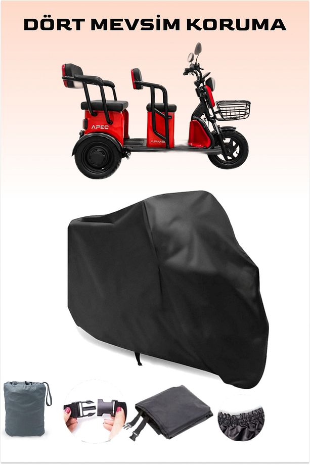 Siyah Apec Apm5 3Tekerlekli Motor Brandası Koruma Örtüsü - 1