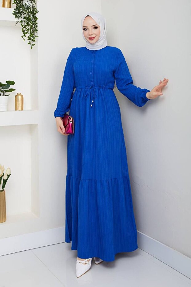 Women's Tested Long Cobalt Blue Burumucu Dress