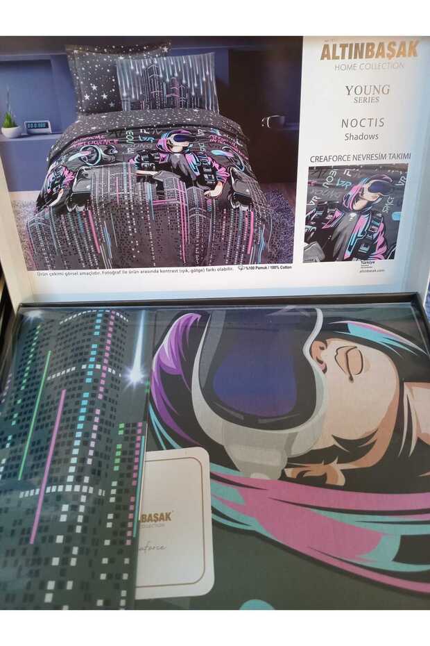 %100 Pamuk Ranforce Tek Kişilik Nevresim Takımı Noctıs Shadows - 2