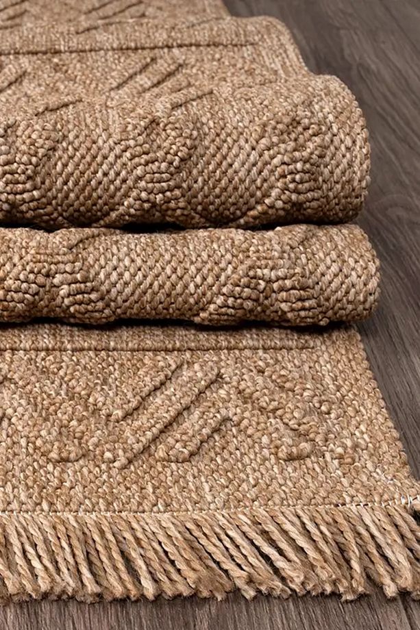 NATUREL PERA, JÜT MODERN DOKUMA SOFT TUŞELİ SİSAL CUT LOOP MASAJ MEKAN SALON ODA HALISI - 4