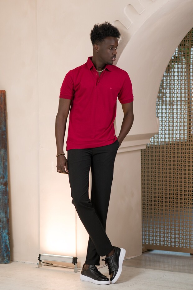 Knitted Polo Neck Regular Fit Cotton and Lycra T-Shirt