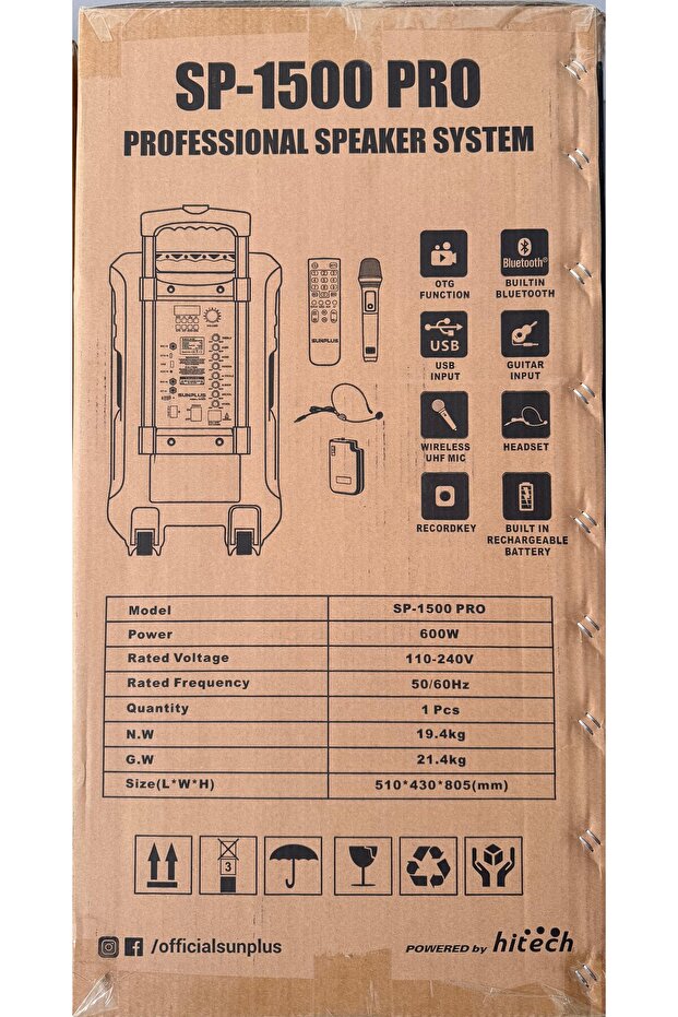 SP-1500 PRO BLUETOOTH PROFESSIONAL SPEAKER SYSTEM 600W - 4
