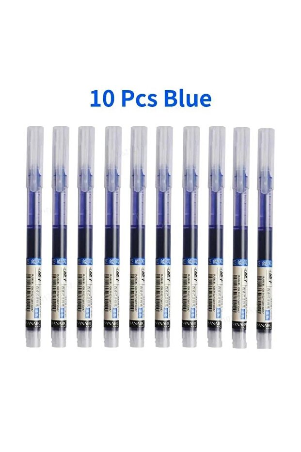 10pcs Blue 10pcs/set Straight Liquid Gel Pen Quick-drying, Large-capacity 0.5mm 10 Colors Ink for Wr
