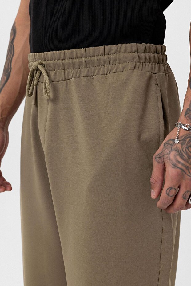 Paça Lastikli Basic Oversize Eşofman Takımı Haki - 6