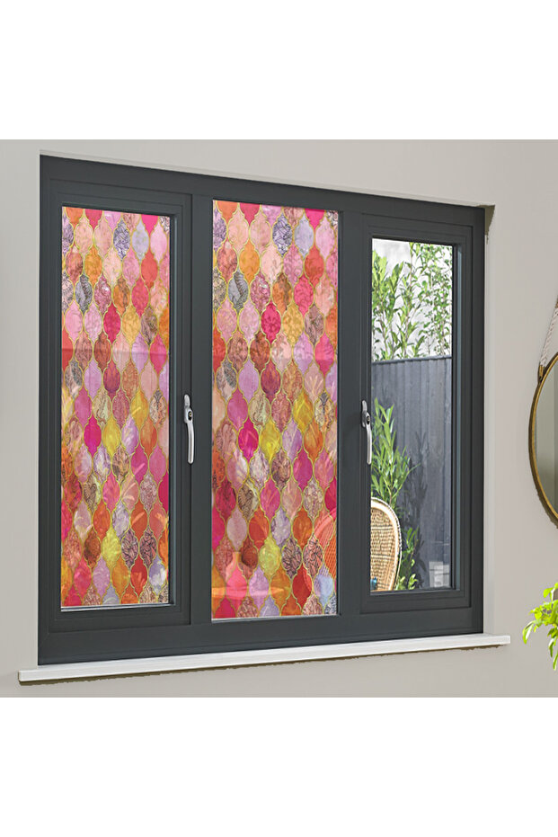 Glass Stained Glass Foil, Self Adhesive, Patterned Frosted Glass Foil 61X100 cm