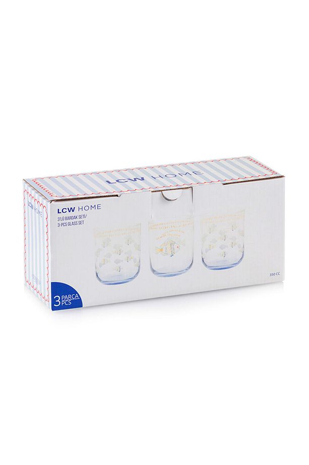 Karişik Baskılı Cam Bardak Seti 3'lü 350 ml - 4