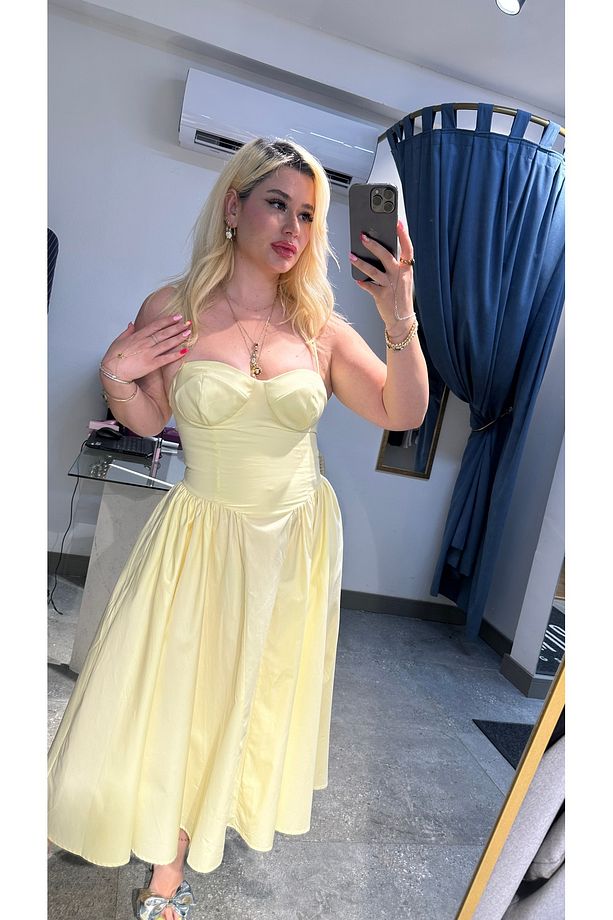 Sarı Poplin Kumaş Lena Elbise - 1