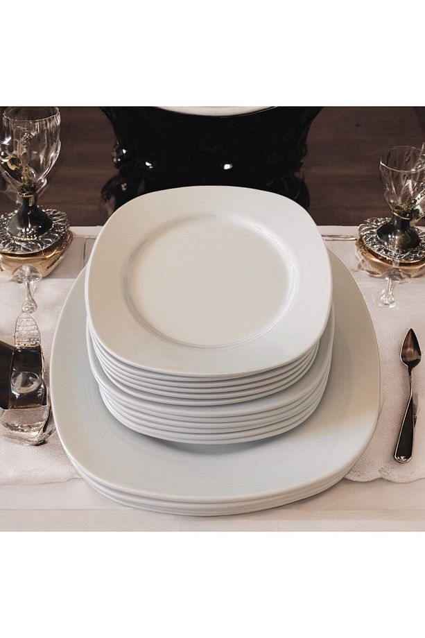 Porselen Değildir Kare Tabak Yemek Takımı Kırılmaya Dayanıklı Porelin Yemek Salata Tatlı Tabağı - 1