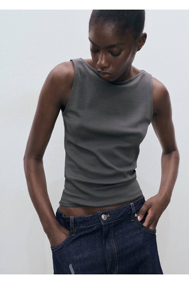 Düz pamuklu askılı top - 1