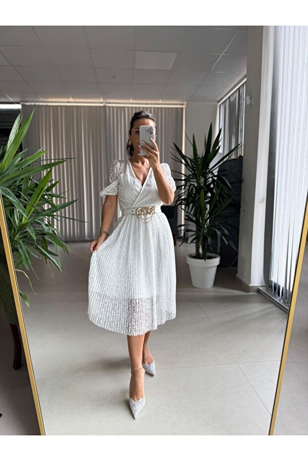 Mc 5737 Leopar Dantel Piliseli Elbise - 4