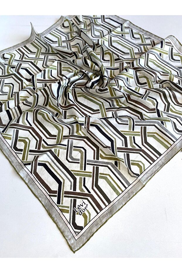 Tivil Pure Silk Scarf 49409 Green Mixed Pattern