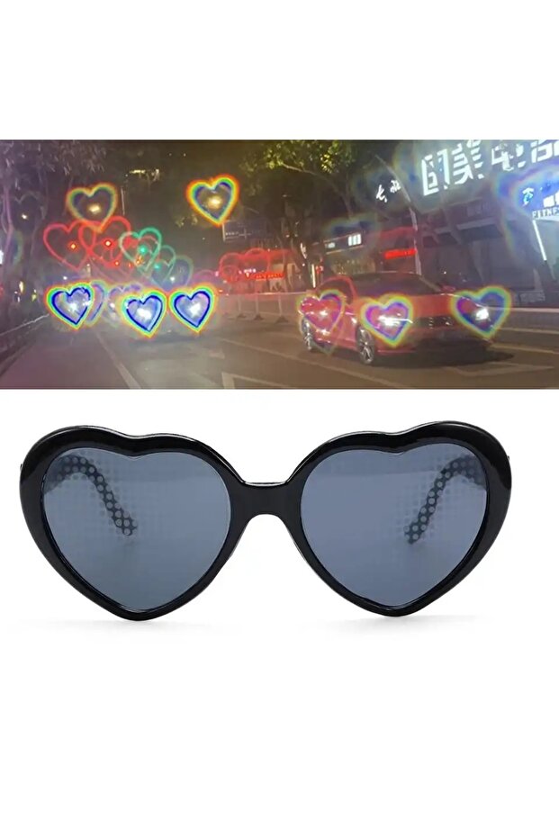 نظارات ذات تأثير قلب باللون الأسود - 1