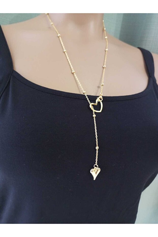 Lak kaplama Kalp Y kolye - 1