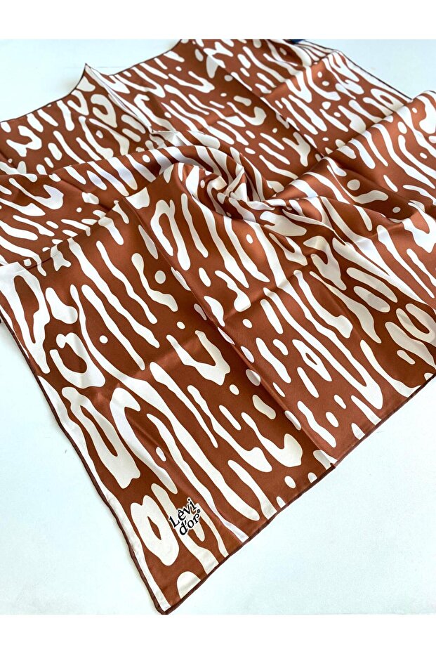 Tivil Pure Silk Scarf 48973 Tan Mixed Pattern
