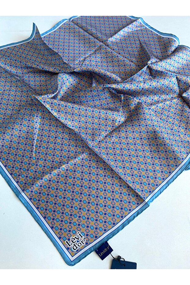 Tivil Pure Silk Scarf 49478 Blue Mixed Pattern