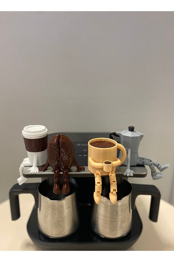 Kahve Köşesi - 4'lü Ayaklı Kahve Köşesi Takımı -Bardak - Kahve Bardağı - Kahve Çekirdeği - Moka Pot - 2