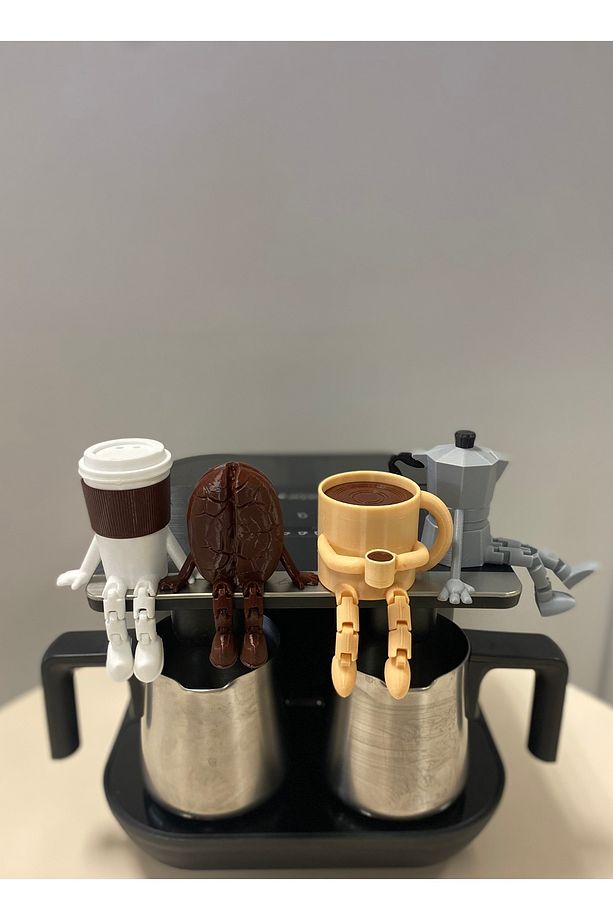 Kahve Köşesi - 4'lü Ayaklı Kahve Köşesi Takımı -Bardak - Kahve Bardağı - Kahve Çekirdeği - Moka Pot - 1