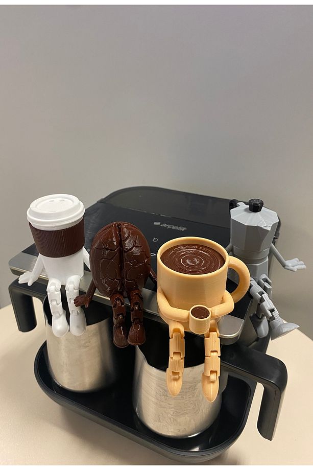 Kahve Köşesi - 4'lü Ayaklı Kahve Köşesi Takımı -Bardak - Kahve Bardağı - Kahve Çekirdeği - Moka Pot - 4
