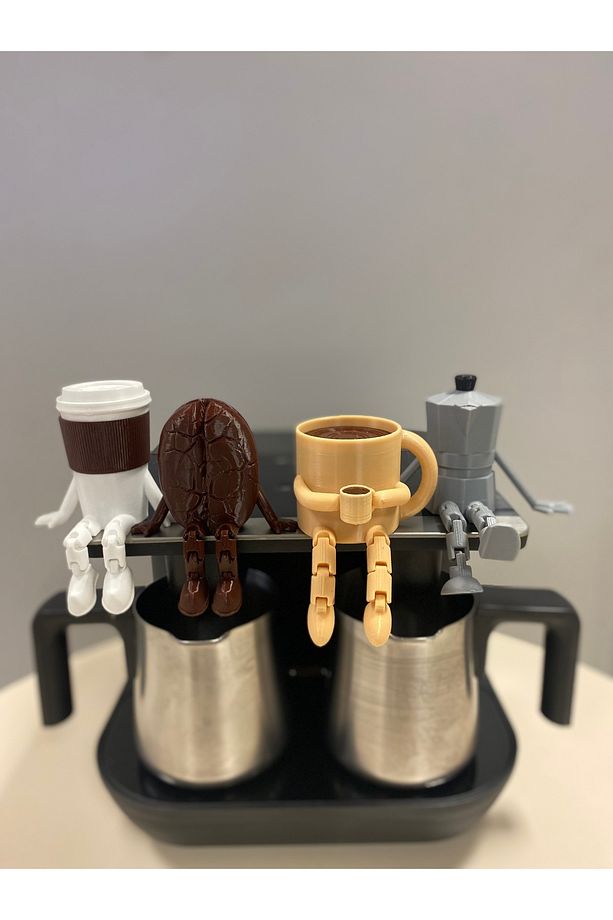 Kahve Köşesi - 4'lü Ayaklı Kahve Köşesi Takımı -Bardak - Kahve Bardağı - Kahve Çekirdeği - Moka Pot - 5