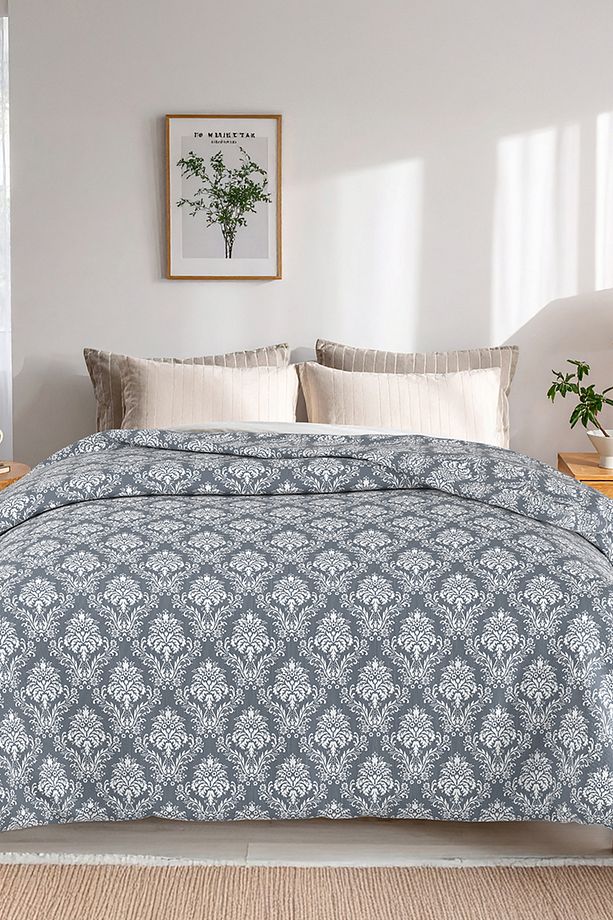 Baroq Desenli, Lorien Jakarlı ve Baskılı %100 Pamuk Tek Kişilik Pike (Yatak Örtüsü) – 155x235 cm - 1