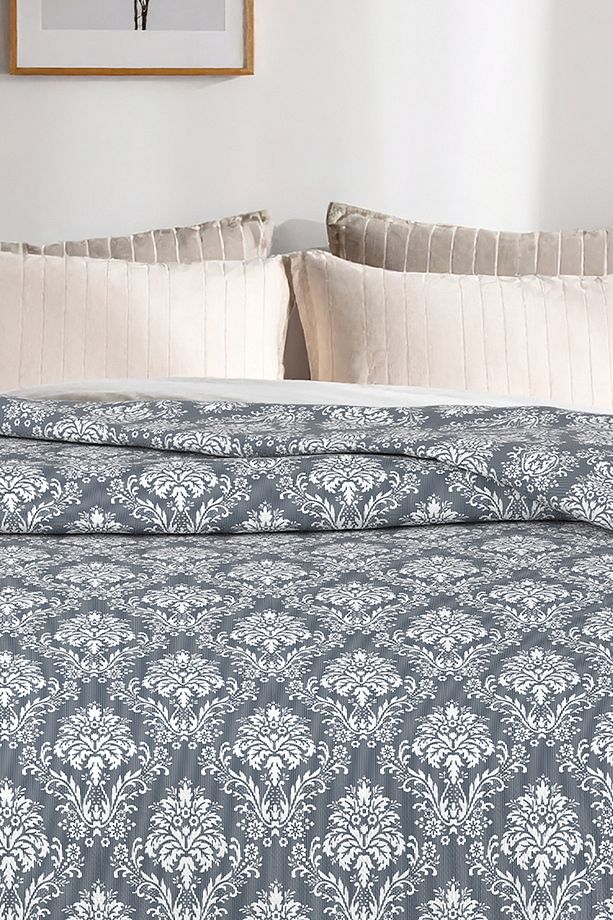Baroq Desenli, Lorien Jakarlı ve Baskılı %100 Pamuk Tek Kişilik Pike (Yatak Örtüsü) – 155x235 cm - 3