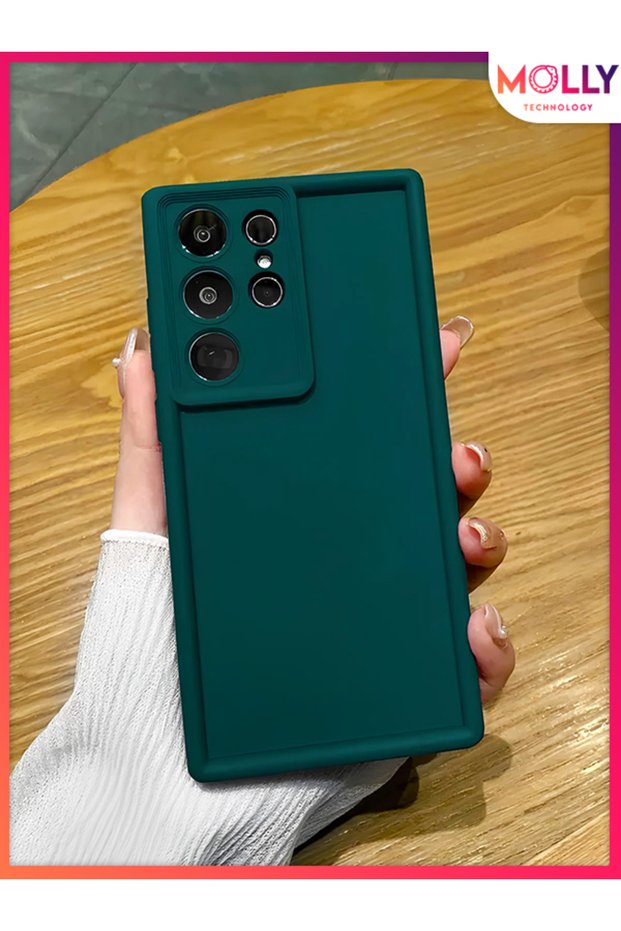Pine Green Edges Thick Pan Silicone Case for Samsung Galaxy S25 Ultra