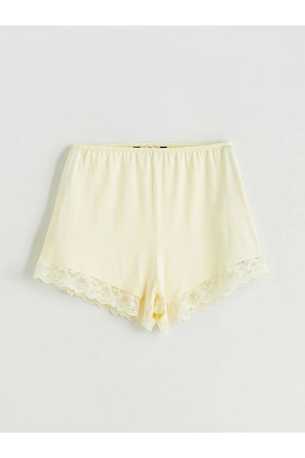 LCW DREAM Sari V Yaka Dantelli Kadın Şortlu Pijama Takımı - 3