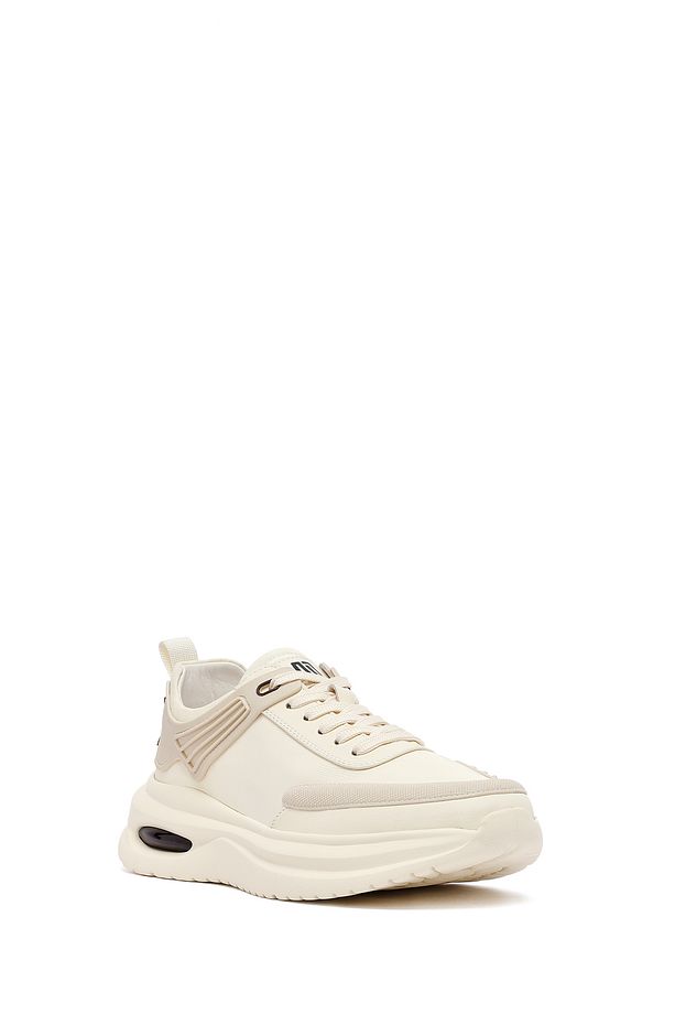Erkek Bej Bağcıklı Kalın Tabanlı Kumaş Sneaker 25SFD69226F - 6