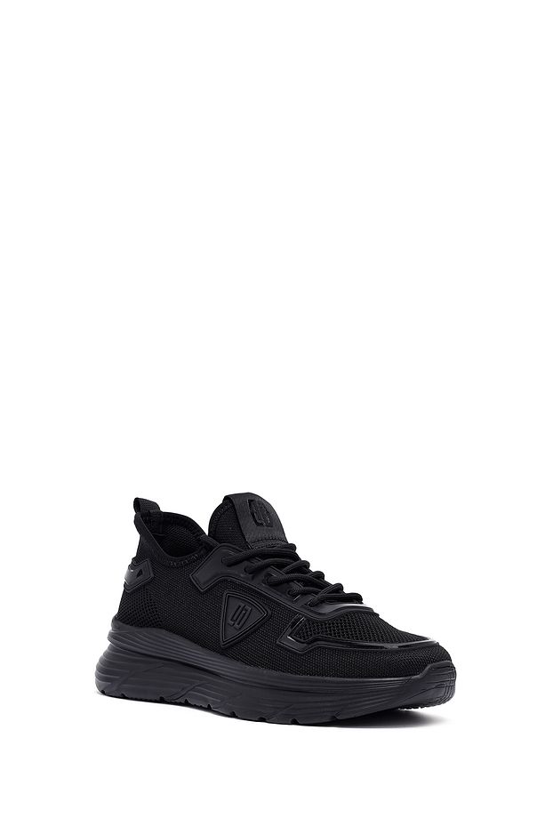 Zero Erkek Siyah Bağcıklı Kalın Tabanlı Kumaş Sneaker 25SFD69696F - 6