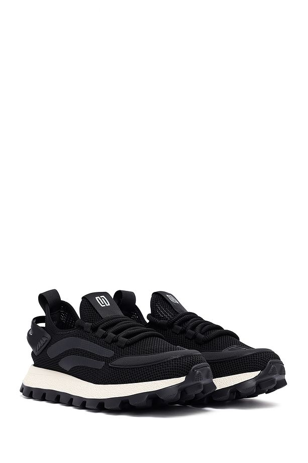 Zero Erkek Siyah Bağcıklı Kalın Tabanlı Kumaş Sneaker 25SFD69406F - 3