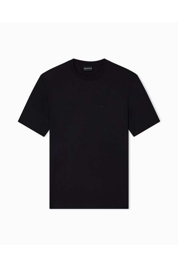 Men's Cotton Brand Logo Crew Neck Black T-Shirt Em002996 Af13721-Uc001