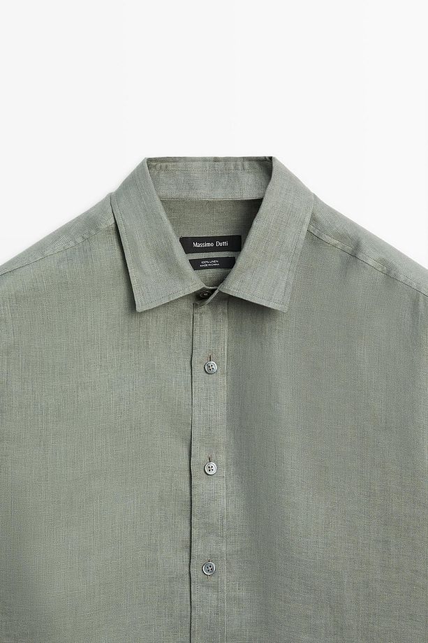 %100 keten regular fit gömlek - 6