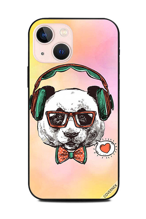 غطاء حماية لهاتف Apple iPhone 13 Mini Panda وسماعات الرأس