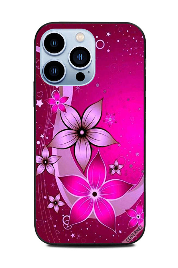 غطاء حماية لهاتف Apple iPhone 13 Pro بنقشة زهور وردية كاملة