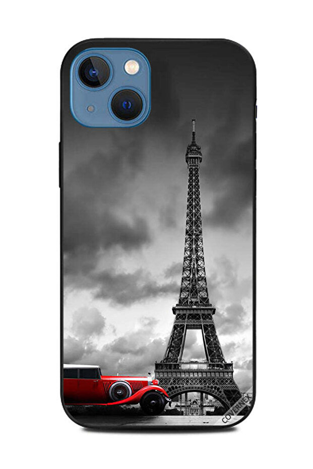 غطاء حماية لهاتف Apple iPhone 13 DCP برج إيفل وسيارة حمراء