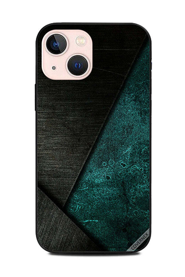 غطاء حماية لهاتف Apple iPhone 13 Mini بنمط أسود وأخضر غامق