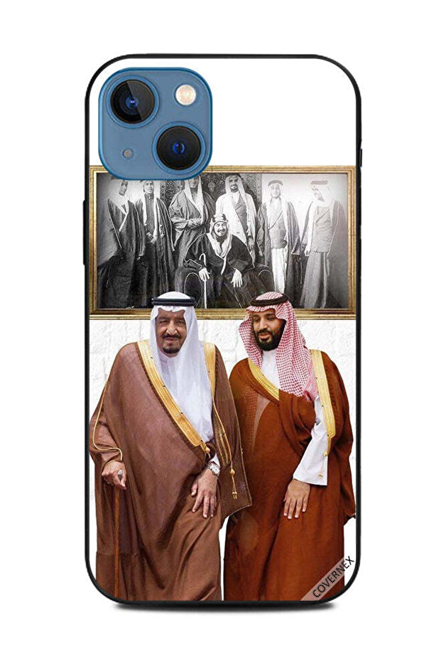 غطاء حماية لهاتف أبل آيفون 13 الملك سلمان ومحمد بن سلمان يتحدثان أثناء المشي