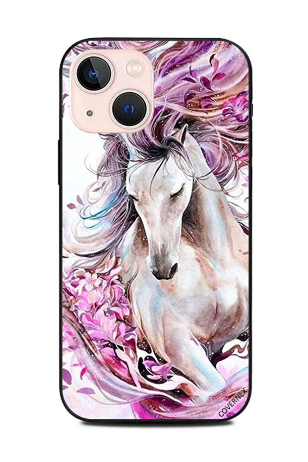 غطاء حماية لهاتف Apple iPhone 13 Mini - حصان وزهور