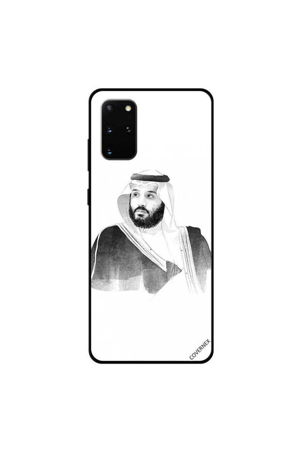 غطاء حماية لهاتف سامسونج جالكسي S20 بلس محمد بن سلمان بالأبيض والأسود الكلاسيكي