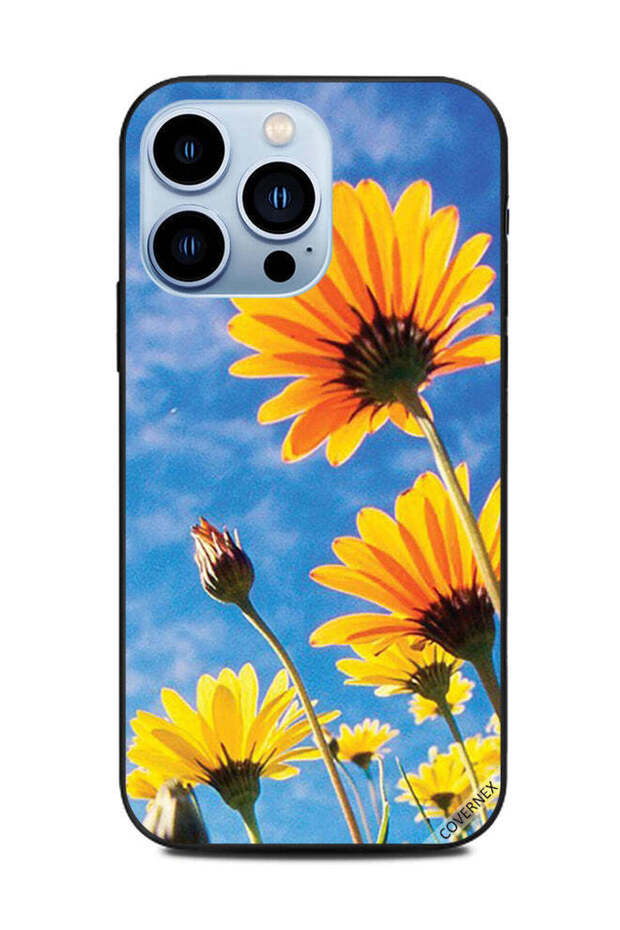 غطاء حماية لهاتف Apple iPhone 13 Pro - عباد الشمس، أزرق، سماوي