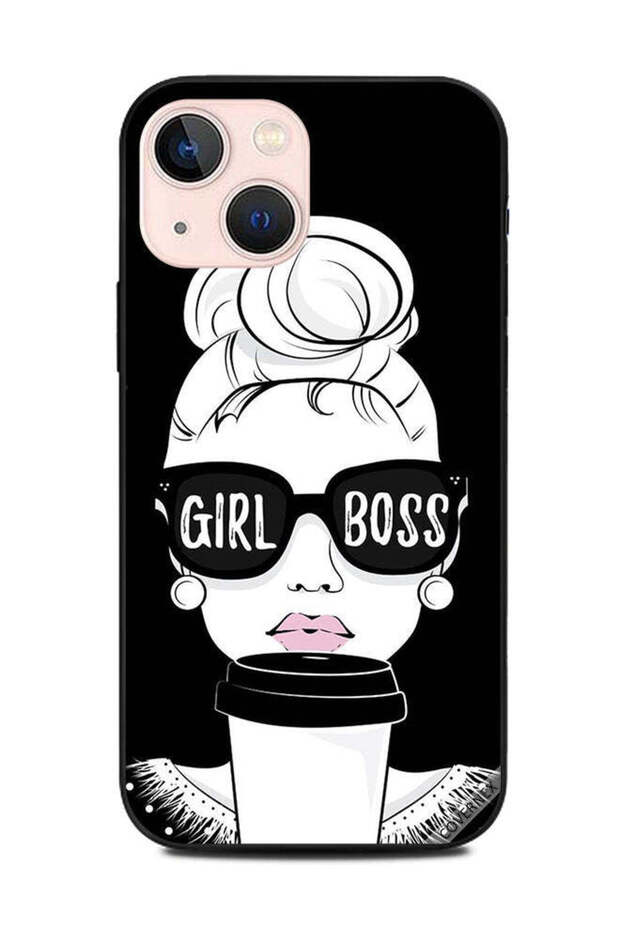 غطاء حماية لهاتف Apple iPhone 13 Mini Girl Boss أبيض وأسود