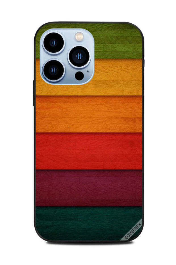 غطاء حماية لهاتف Apple iPhone 13 Pro بنمط خشبي ملون