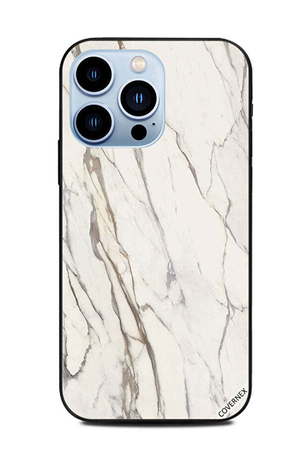 غطاء حماية لهاتف Apple iPhone 13 Pro بنمط رخامي أبيض متشقق