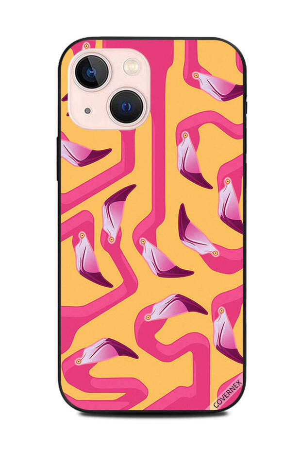غطاء حماية لهاتف Apple iPhone 13 Mini بتصميم مربع فلامنجو